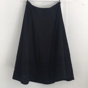 Black geometric pattern midi skirt